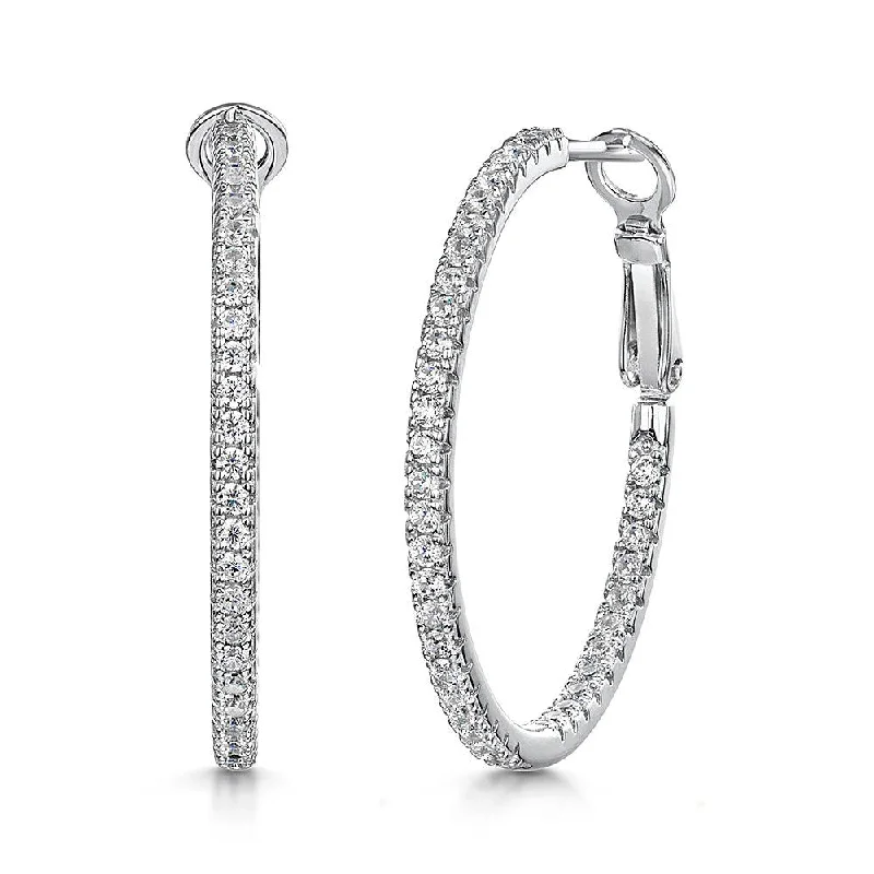 Small hoop earringsJools 30mm Cubic Zirconia Hinged Hoop Earrings