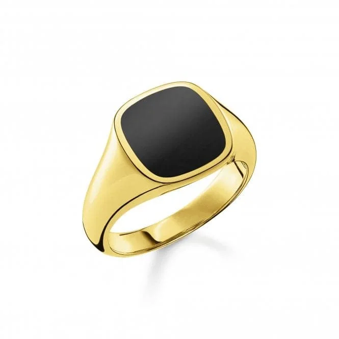 Open - Band Fashion Rings in Sterling Silver with Gemstone InlaysRebel At Heart Gold Plated Black Ring TR2332-177-11