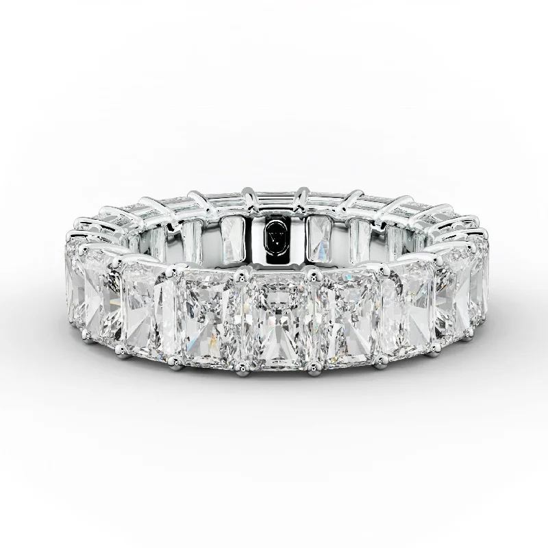 Cushion - Cut Women's Diamond Rings in Platinum with a Soft and Romantic Appearance7.0 Carat Radiant Cut Diamond Eternity Band Shared Prong