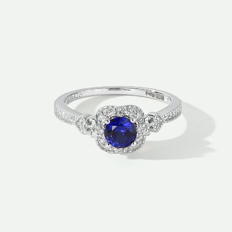 Fashion Rings with Initial Charms in Silver - Plated Metal for a Custom AccessoryHarper | 18ct White Gold 0.12ct tw Lab Grown Diamond and Created Sapphire Vintage Ring