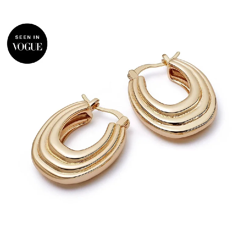 Lightweight hoop earringsPolly Sayer Chunky Ridge Hoop Earrings 18ct Gold Plate