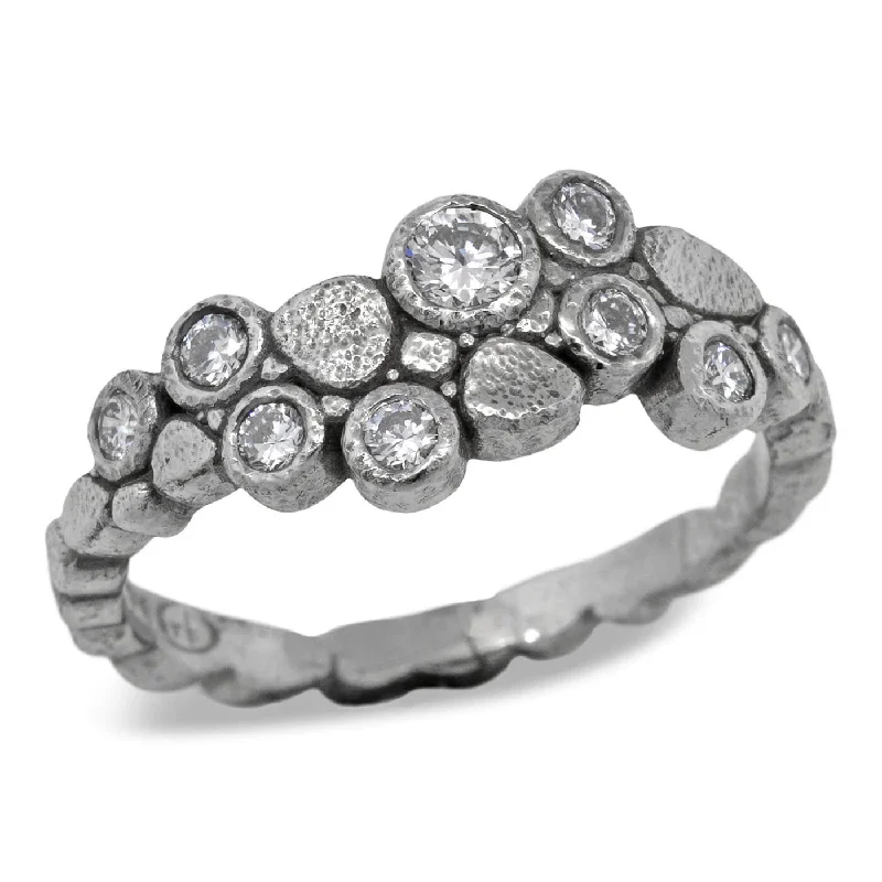 Tennis - Style Women's Diamond Rings with a Continuous Row of Diamonds for a Classic and Versatile LookDancing Diamonds Skinny Pebbles Ring in 14k white gold