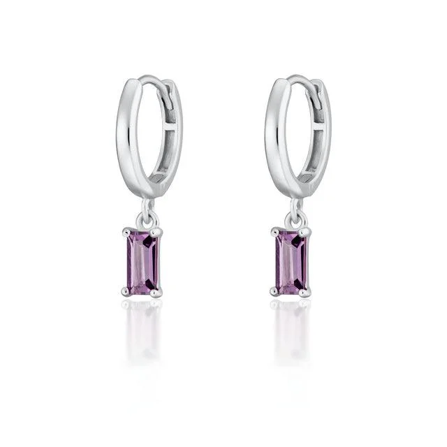 Statement hoop earringsScream Pretty Hannah Martin Silver Violet Charm Hoop Earrings