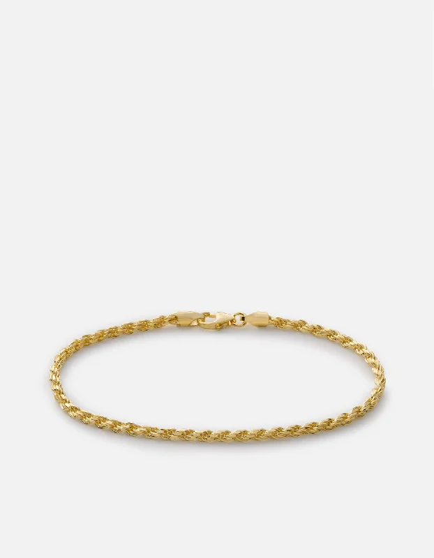 Tennis - Style Women's Rings with a Row of Round Diamonds in Platinum2.4mm Rope Chain Bracelet, Gold Vermeil