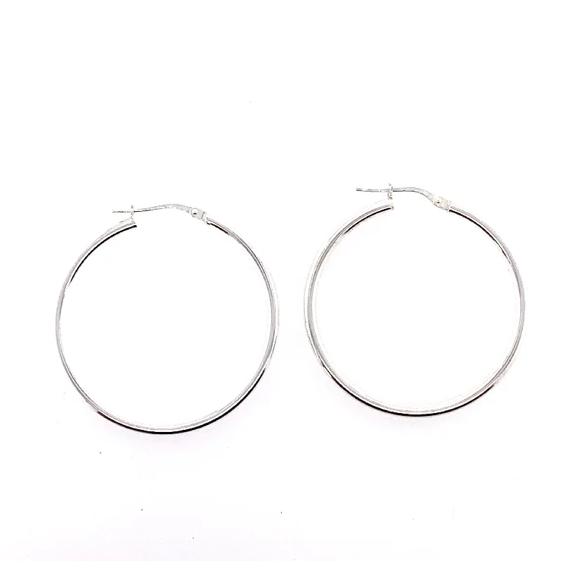 Large hoop earringsSterling Silver Plain 3cm Hoop Earrings