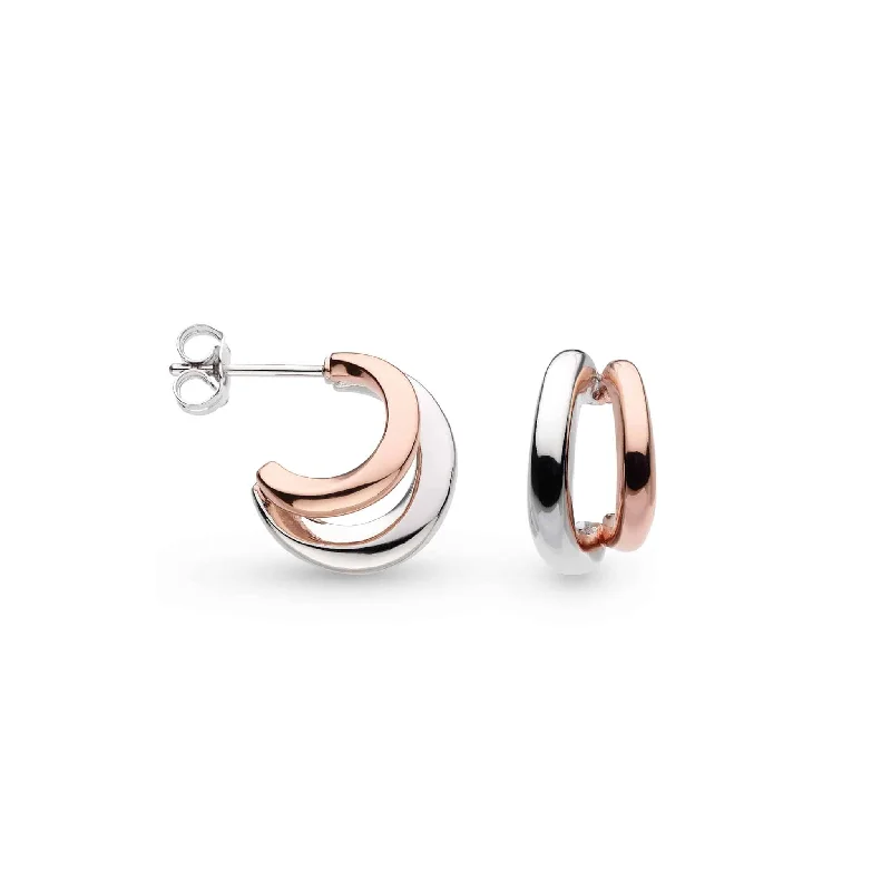 Everyday hoop earringsKit Heath 18ct Rose Gold Vermeil and Silver Bevel Cirque Link Twin Hoop Earrings