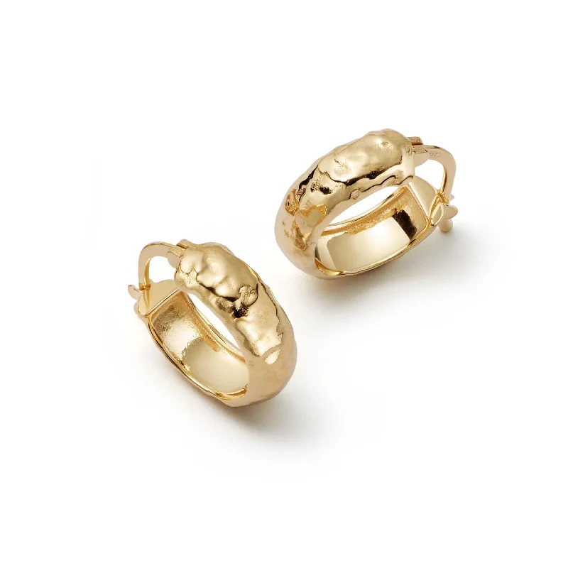 Statement hoop earringsMini Textured Hoop Earrings 18ct Gold Plate