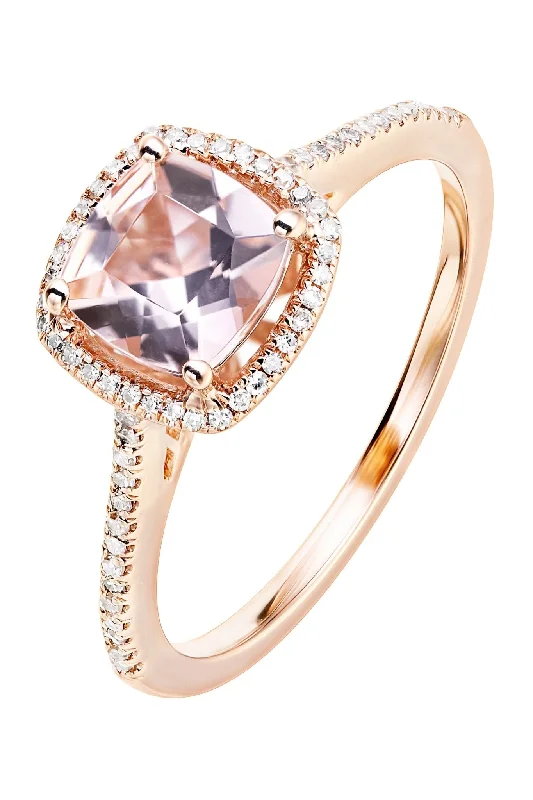 Bangle - Style Fashion Rings in Rose - Gold - Plated Aluminum with Etched Patterns9ct Rose Gold Morganite and 0.12ct Diamond Ring