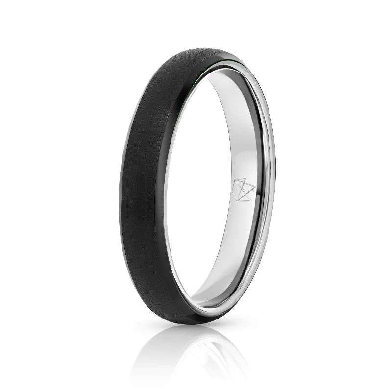 Floral - Patterned Women's Rings in 18K Yellow Gold for a Feminine LookBlack Tungsten Ring - Sterling Silver - 4MM