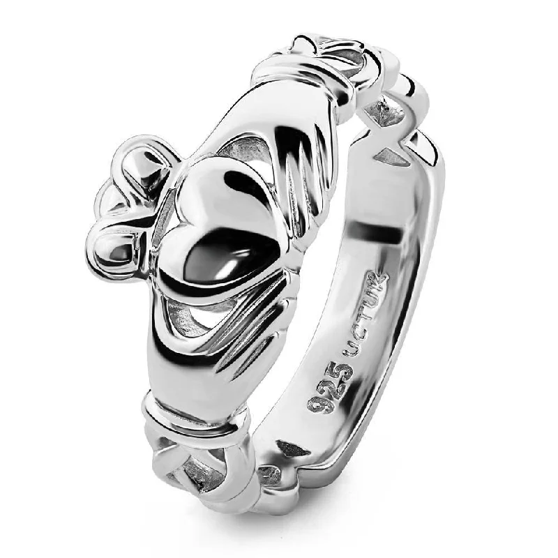 Diamond - Encrusted Women's Rings for Special Occasions in 18K GoldUnisex Sterling Silver UUS-6341 Claddagh Ring