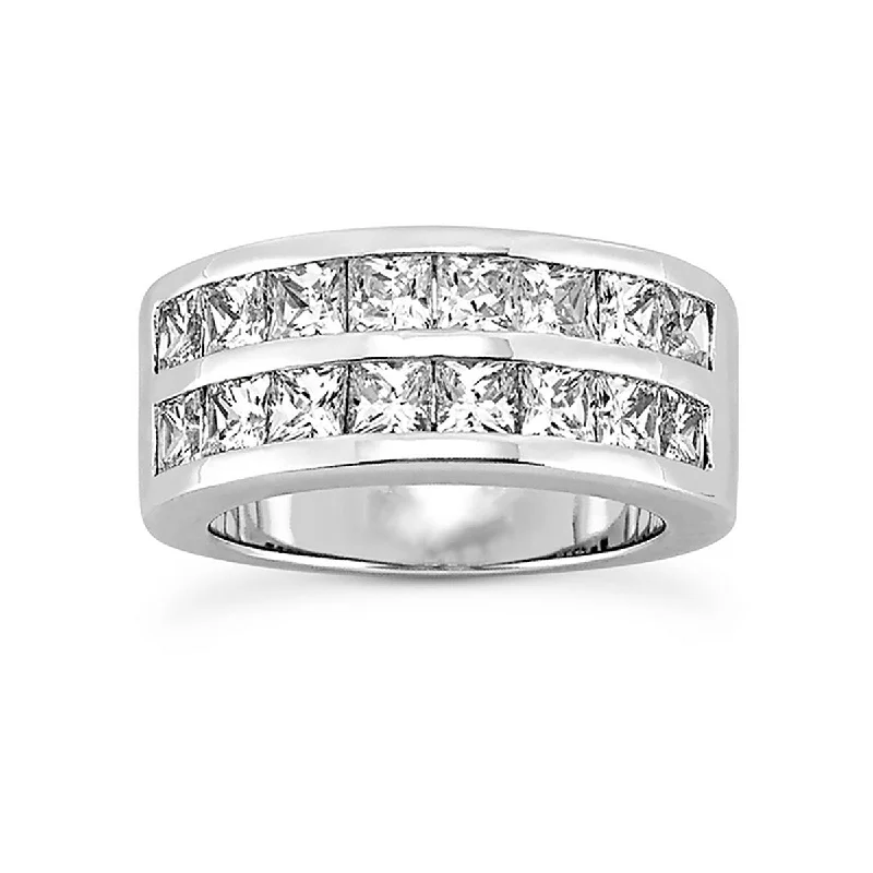 Women's Diamond Rings with Side - Stone Pave Setting for a Sparkling and Continuous ShineAuriya 3/4ctw Double Row Diamond Wedding Band 14k Gold