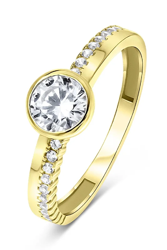 Pearl - Adorned Fashion Rings in Gold - Tone Alloy for a Sophisticated Look9ct Yellow Gold Cubic Zirconia Bezel Set Solitaire Ring