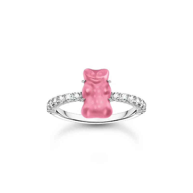 Stackable Fashion Rings in Rose - Gold Tone with Delicate Floral EngravingsSterling Silver HARIBO Zirconia Pink Goldbears Ring TR2459-052-9