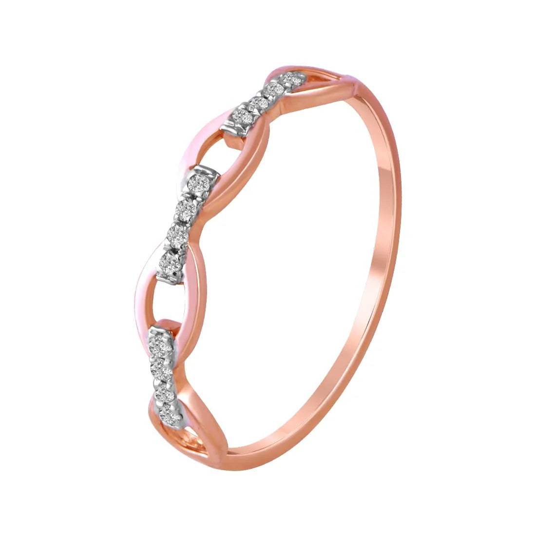 Women's Solitaire Diamond Rings with Round - Cut Diamonds and Platinum Settings for an Elegant Engagement14K Rose Gold Ring Featuring Twisted, Chain-like Designs With Diamond Accents