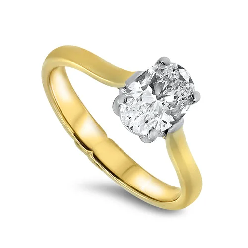 Three - Stone Women's Diamond Rings Symbolizing Past, Present, and Future with Emerald - Cut Diamonds1.12ct Oval Diamond Solitaire Engagement Ring E VVS2 in 18ct Yellow Gold