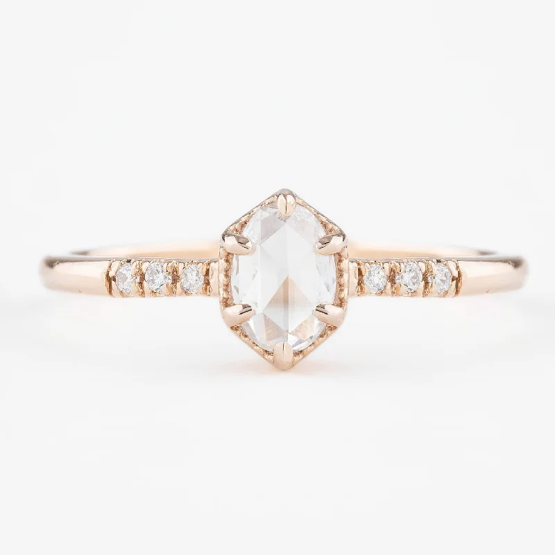 Marquise - Cut Women's Diamond Rings in Palladium for a Unique and Elongated ShapeGrace Ring 0.37ct Oval Rose Cut Diamond, 14K Rose Gold (One of a kind)