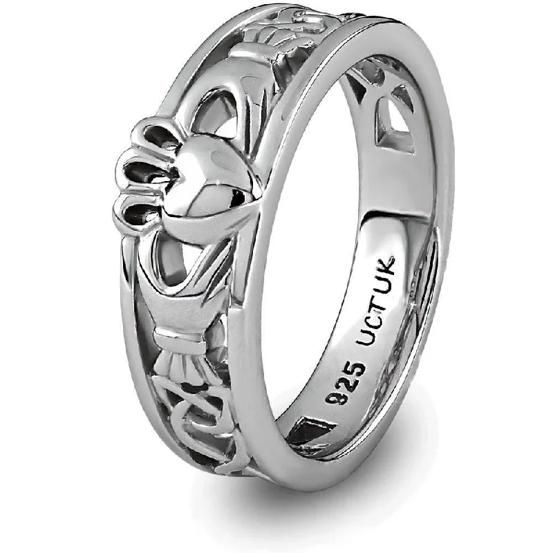 Interlocking Band Women's Rings in White Gold for a Modern DesignLadies Sterling Silver ULS-6157 Claddagh Ring