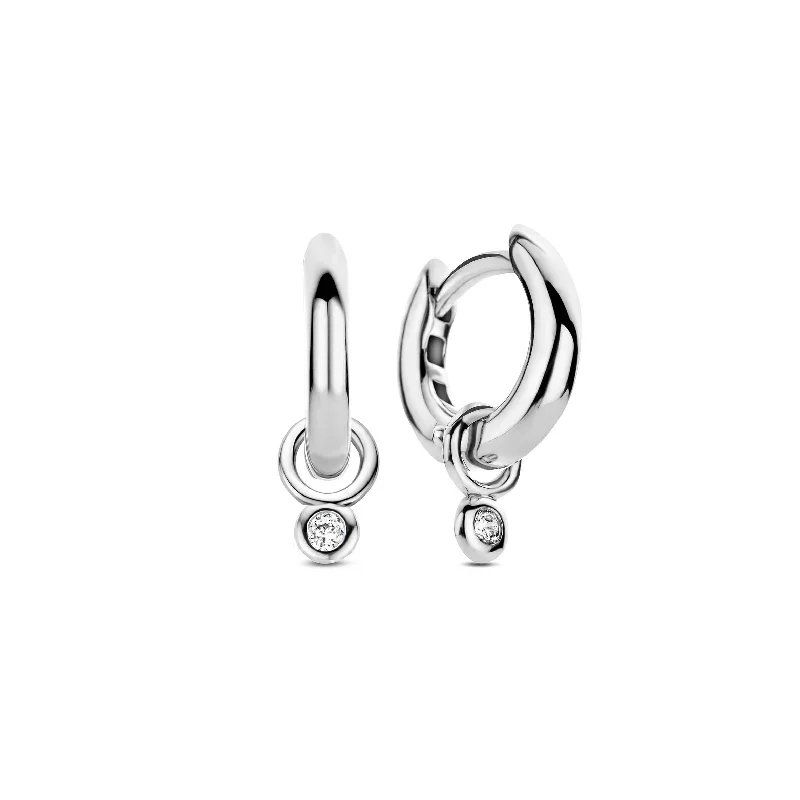 Silver hoop earringsTi Sento Cubic Zirconia Hoop Earrings