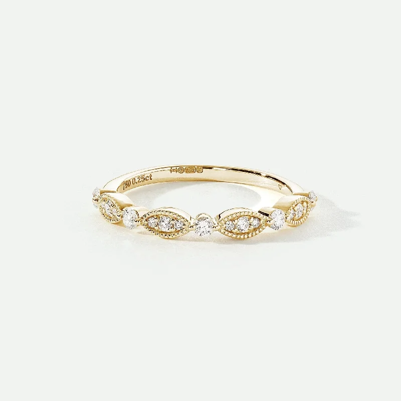 Minimalist Fashion Rings in Stainless Steel with a Single Solitaire CrystalFlorence | 18ct Yellow Gold 0.25ct tw Lab Grown Diamond Vintage Wedding Band Ring