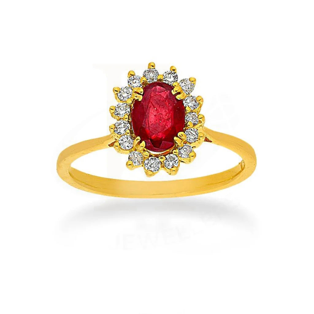 Cathedral - Style Women's Diamond Rings with a Raised Center Setting and Elaborate MetalworkDiamond & Ruby Oval Cut Solitaire Ring in 18KT Gold - FKJRN18K2141