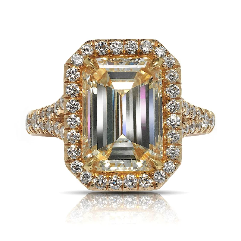 Three - Stone Women's Diamond Rings Symbolizing Past, Present, and Future with Emerald - Cut DiamondsOLGA 5 CARAT EMERALD CUT S COLOR I1 CLARITY DIAMOND ENGAGEMENT RING 18K YELLOW GOLD GIA CERTIFIED 4 CT S BY MIKE NEKTA