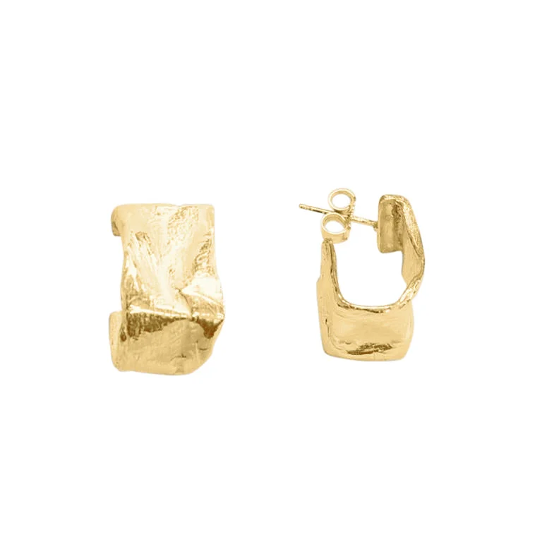 Minimalist hoop earringsGold Statement Folded Half Hoop Earrings