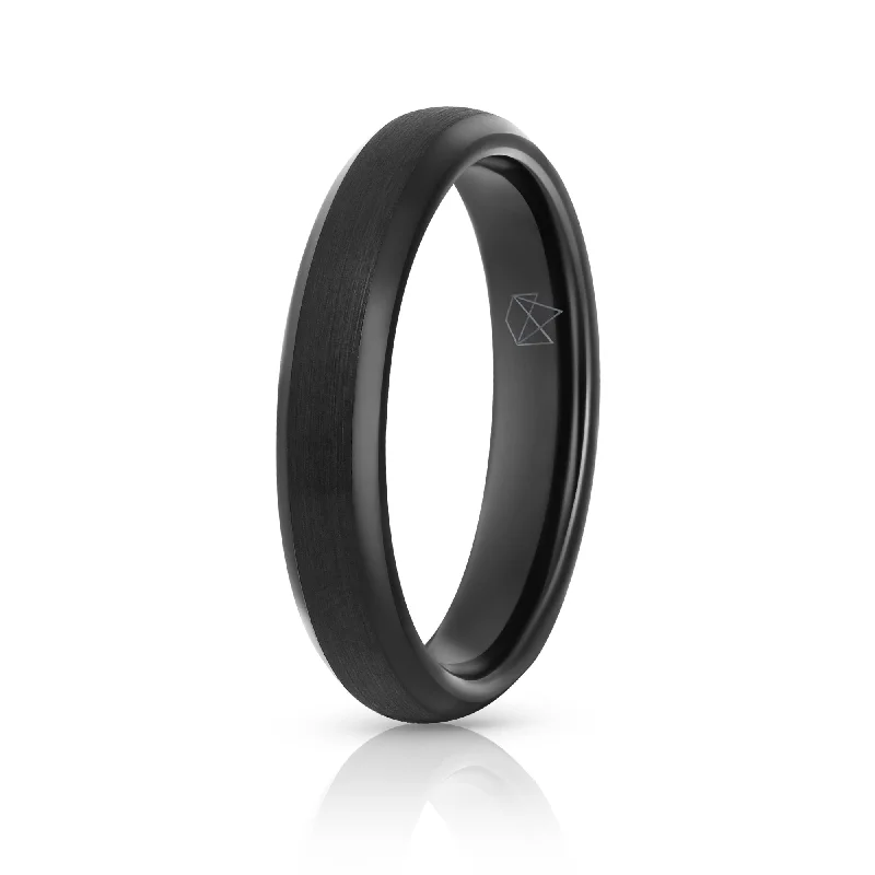 Magnetic Clasp Women's Rings for Easy Wearing and RemovalBlack Tungsten Ring - Minimalist - 4MM