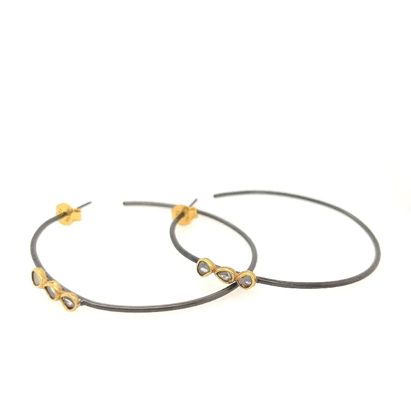 Everyday hoop earringsOxidised Diamond Hoop Earrings