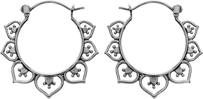 Lightweight hoop earringsSterling Silver Floral Creole Hoop Earrings