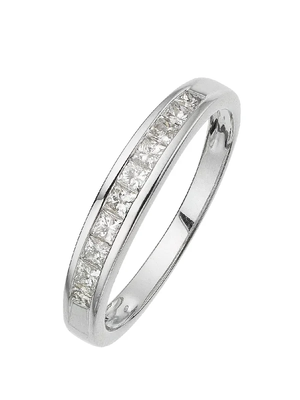 Magnetic Fashion Rings in Stainless Steel with a Modern, Interlocking Design18ct White Gold 0.50ct Princess Cut Diamond Half Eternity Ring