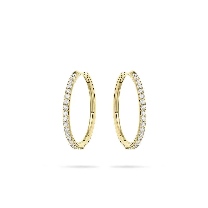 Chunky hoop earrings20mm 9ct Gold Hoop Earrings with Cubic Zirconia