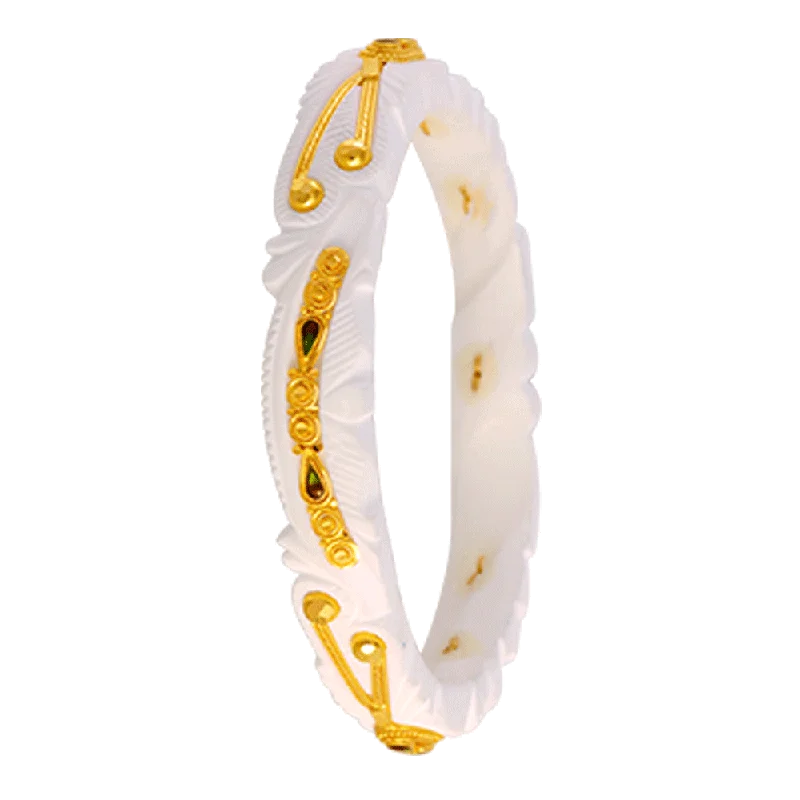 Art Deco - Inspired Women's Diamond Rings with Geometric Designs and Baguette - Cut Diamonds22KT Yellow Gold Sankha Bangle For Women