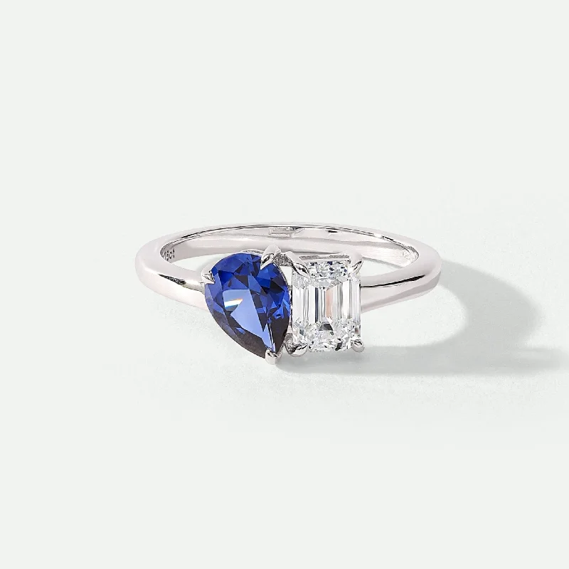 Fashion Rings with Zodiac Symbols in Gold - Filled Metal for a Personalized TouchHarmony | 9ct White Gold 0.75ct tw Lab Grown Diamond and Created Sapphire Toi et Moi Ring