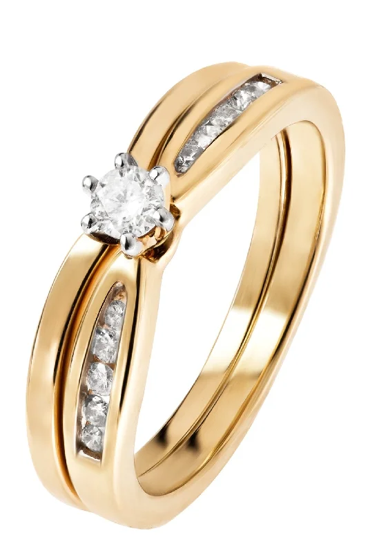 Magnetic Fashion Rings in Stainless Steel with a Modern, Interlocking Design9ct Yellow Gold 0.20ct Diamond Bridal Set Ring