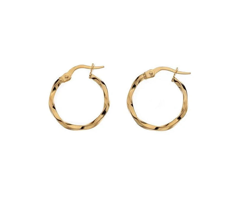 Rose gold hoop earrings9ct Gold Twisted Hoop Earrings