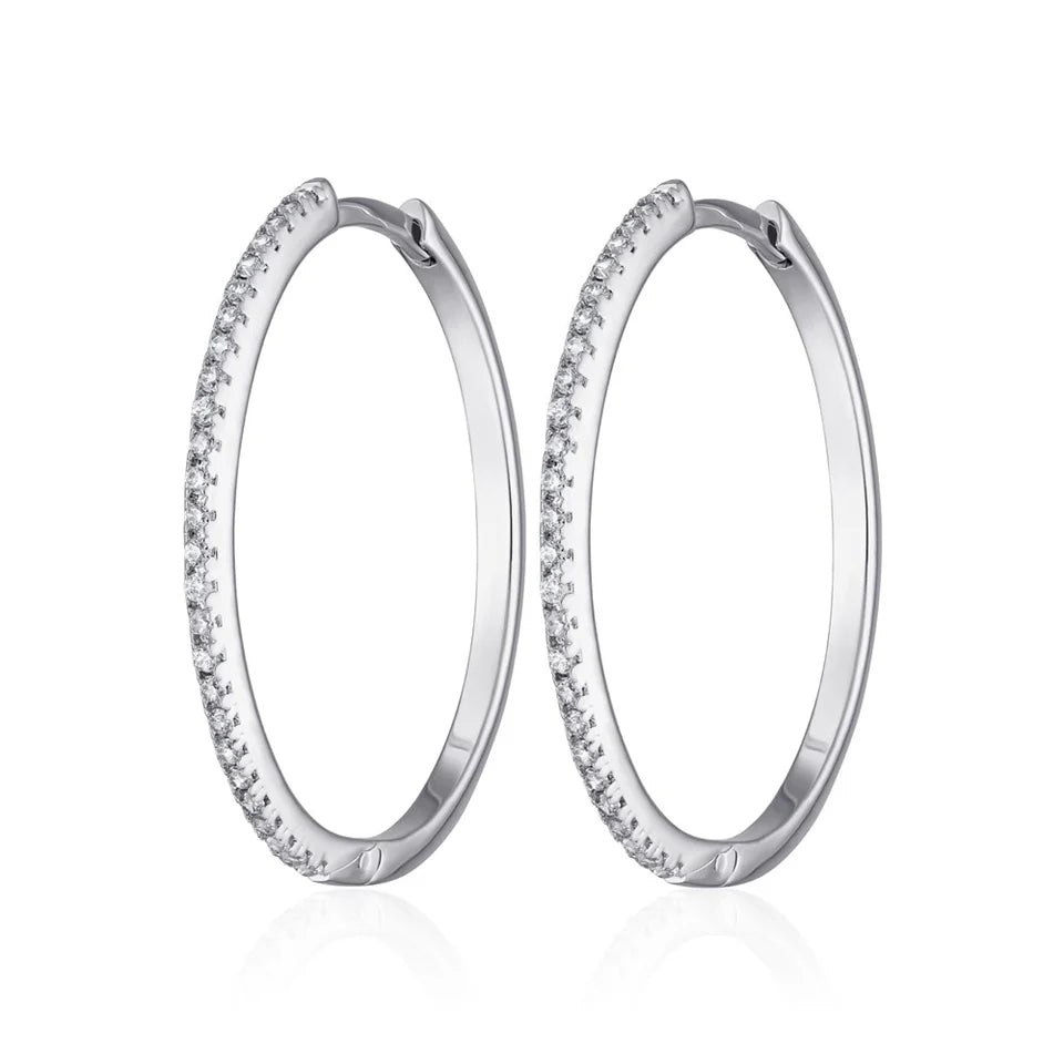 Hoop earrings for womenScream Pretty Silver Slim Sparkling Hoop Earrings