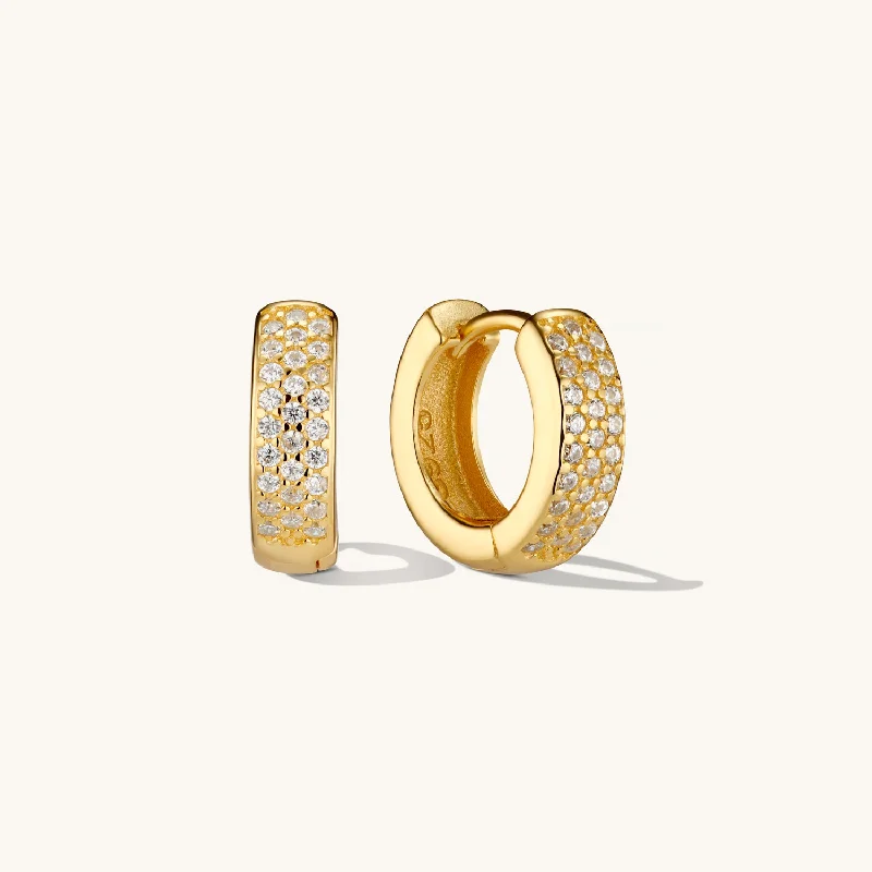 Hypoallergenic hoop earringsBold Pave Huggies in Gold