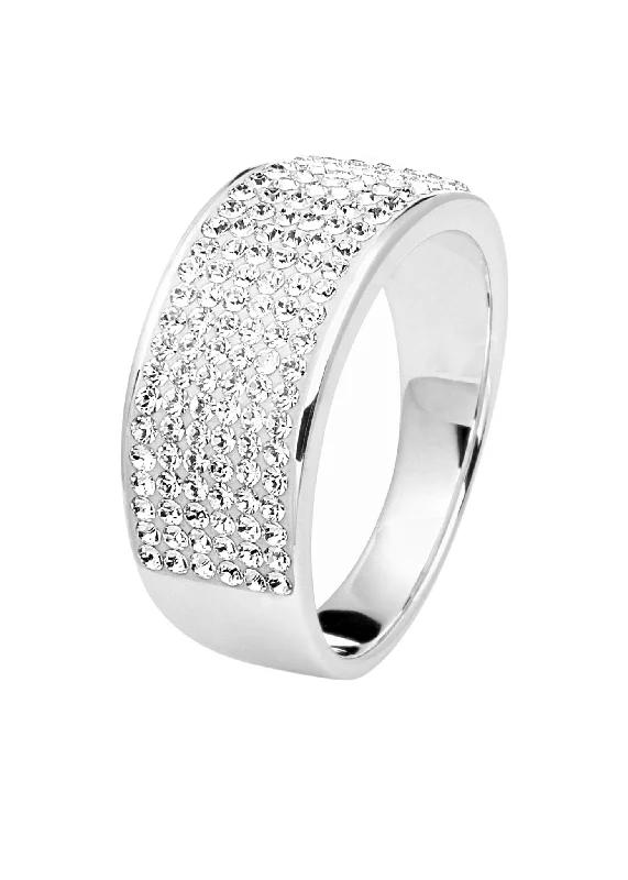 Open - Band Fashion Rings in Sterling Silver with Gemstone InlaysSterling Silver Crystal 8mm Band Ring