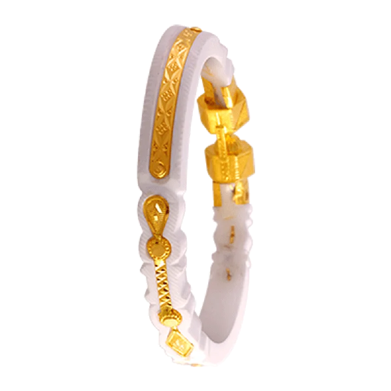 Art Deco - Inspired Women's Diamond Rings with Geometric Designs and Baguette - Cut Diamonds22KT Yellow Gold Sankha Bangle For Women