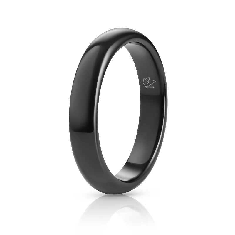 Women's Rings with Hidden Compartments for Secret KeepsakesBlack Ceramic Ring - Minimalist - 4MM