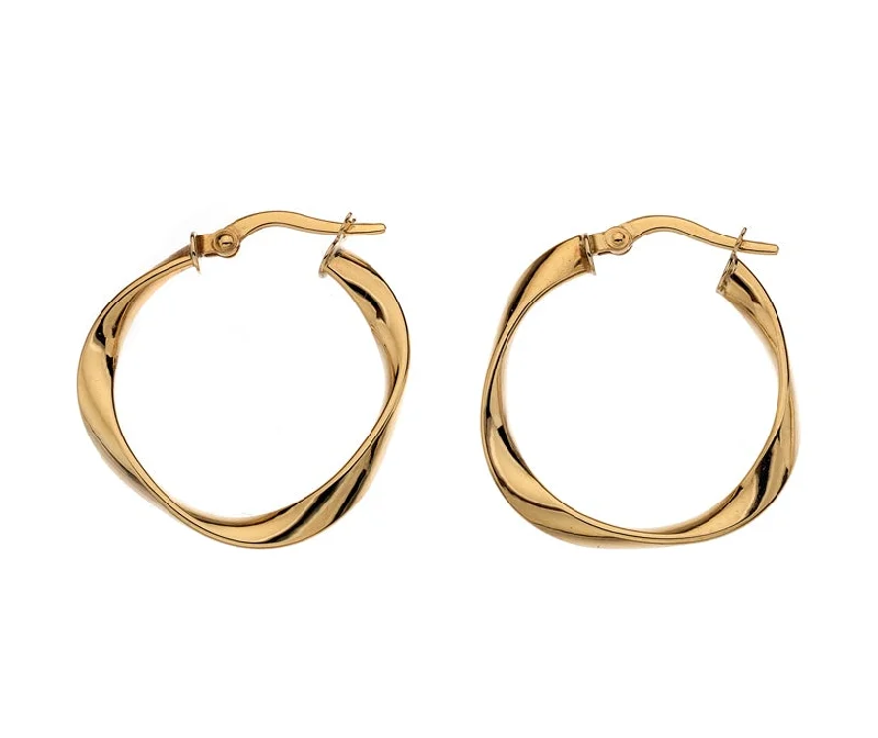 Diamond hoop earrings9ct Gold 15mm Twisted Hoop Earrings