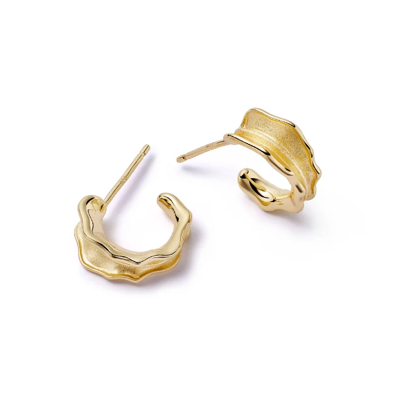 Trendy hoop earringsOrganic Mini Hoop Earrings 18ct Gold Plate