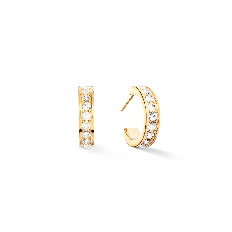 Vintage hoop earringsCoeur De Lion 20mm Crystals Hoop Earrings - Gold & White