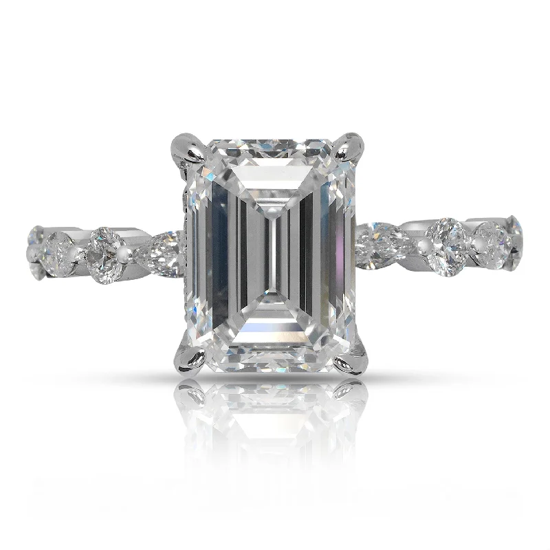 Women's Diamond Rings with Opal Inlays and Diamond Accents for a Mysterious and Iridescent LookPALI 4 CARAT EMERALD CUT E COLOR VVS2 CLARITY DIAMOND ENGAGEMENT RING 18K WHITE GOLD GIA CERTIFIED 3 CT E VVS2 BY MIKE NEKTA