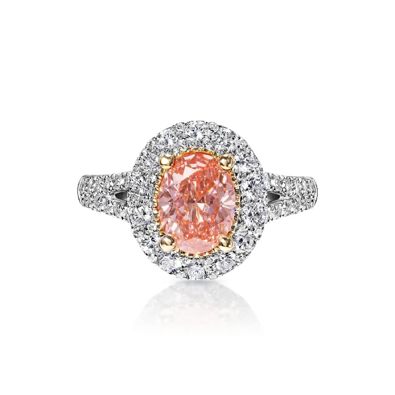 Cluster - Style Women's Diamond Rings with Multiple Small Diamonds Arranged in a Stunning PatternPearl 2 Carat Fancy Vivid Pink VS1 Oval Cut Diamond Engagement Ring in 18k White Gold