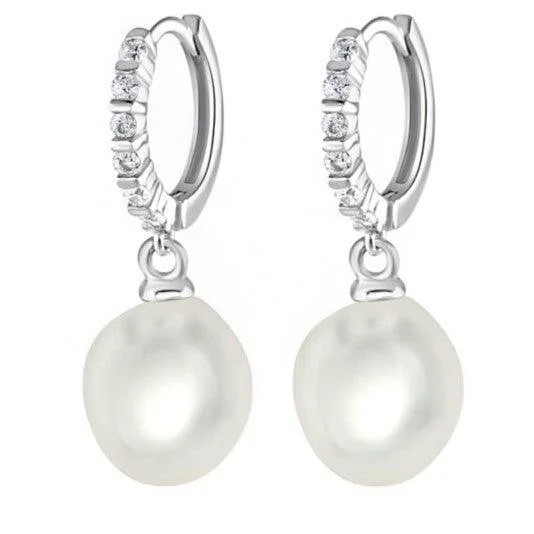 Chunky hoop earringsSterling Silver Baroque Pearl Huggie Earrings