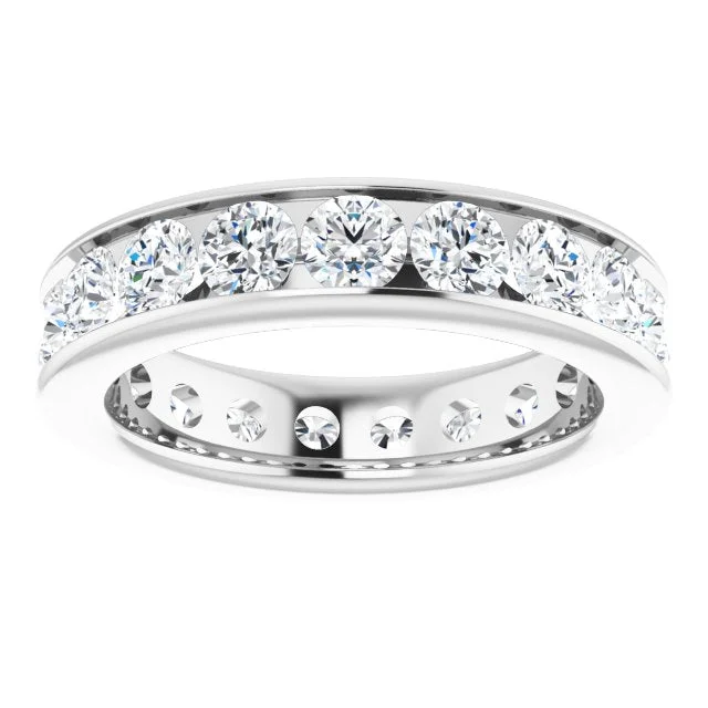 Cushion - Cut Women's Diamond Rings in Platinum with a Soft and Romantic Appearance3.23 ct. Round Diamond Channel Set Eternity Band