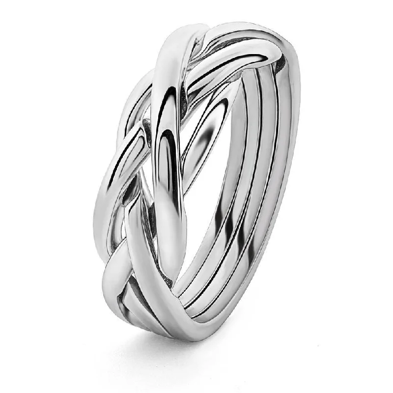 Interlocking Band Women's Rings in White Gold for a Modern DesignRetired LADIES 4 band STERLING SILVER Puzzle Ring 4KNS