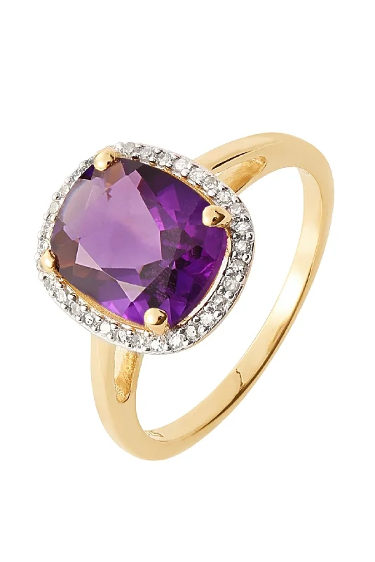 Enamel - Coated Fashion Rings in Bright Colors with Animal - Print PatternsSterling Silver Gold Plated Amethyst & Diamond Ring