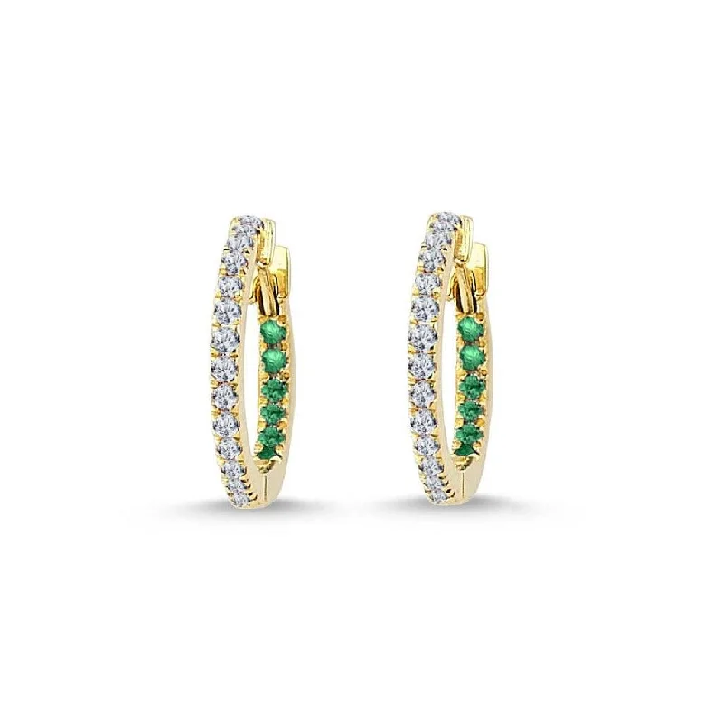 Small hoop earringsGFG Jewellery Claire Diamond and Emerald Huggie Hoops - 18ct Gold